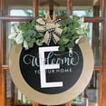 thumbnail image 4 of Xinwanna Front Door Wreath A-Z 26 Letters Round Sign with Bow Fake Flower Decoration Rural Style Last Name Letter Wood Hanging Sign Farmhouse Decor (Type M), 4 of 13