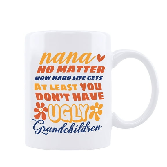 Funnil Ceramic Coffee Mug for Nana Mother's Day Safe Tea Cups Gift for Grandma from Grandkids White