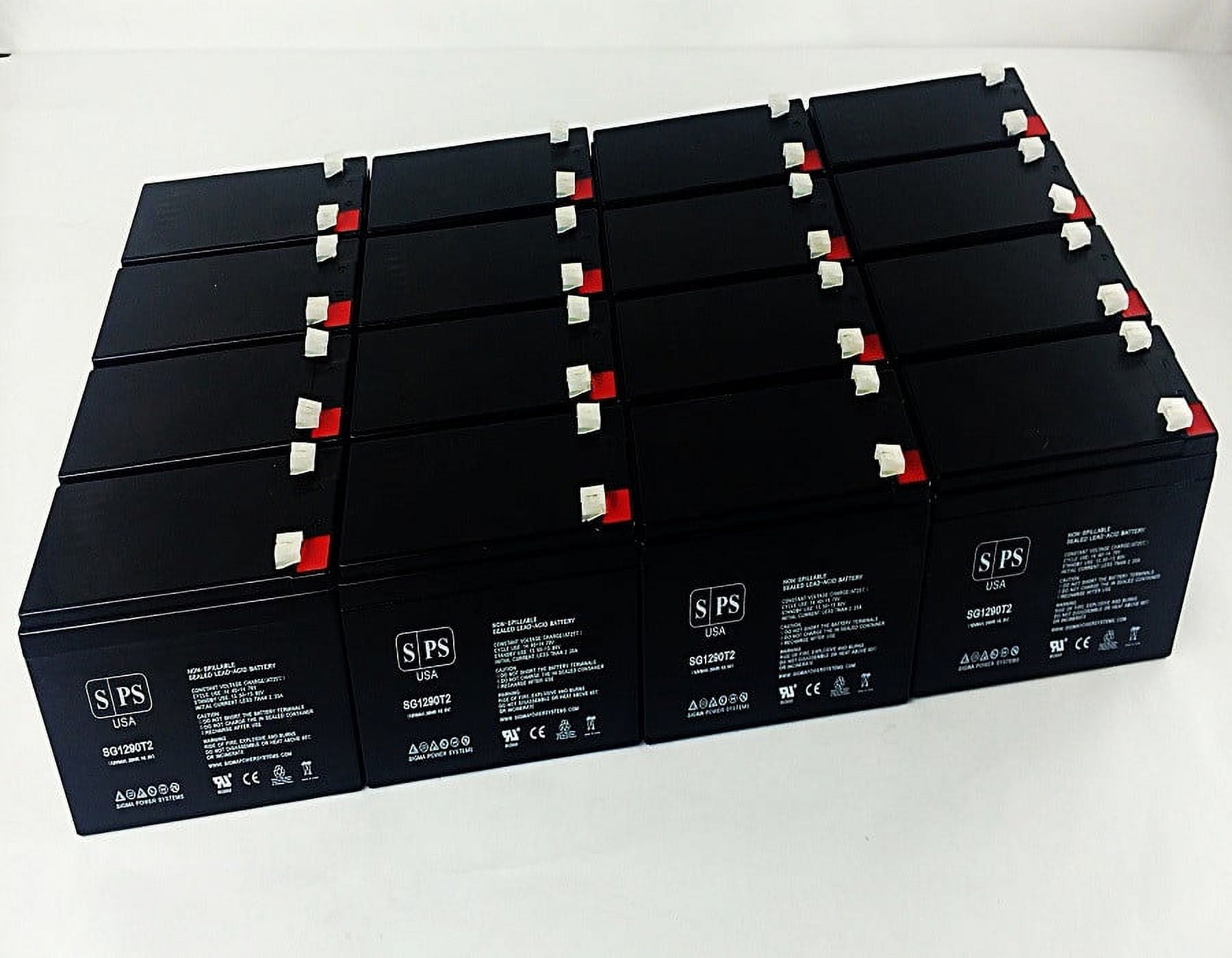 SPS Brand 12V 9Ah Replacement Battery (SG1290T2) for MGE Pulsar 72V EXB (Terminal T2) (24 Pack)