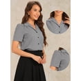 thumbnail image 2 of DARING DIVA Women's Plaid Puff Sleeves Vintage Gingham Blouses XS Black, 2 of 6