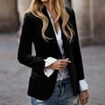 thumbnail image 2 of Womens Fall Jacket Elegant Velvet Long Sleeve Lapel One Button Blazer Suit Slim Party Lightweight Jackets Black, 2 of 5