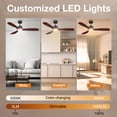 thumbnail image 3 of 52” Wood Smart Ceiling Fans with Lights Remote,Quiet DC Motor,Outdoor Indoor Ceiling Fan,Voice Control via WIFI Alexa App,Dimmable,Modern Black Lighting& Ceiling Fan for Bedroom Patio Porch, 3 of 7