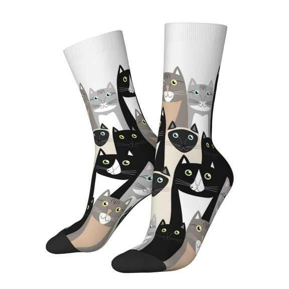 Logiee Colors Cats Print Adult Socks for Men & Women,Calf Socks, Ankle Socks,Boots Socks,Breathable Casual Sock,Unisex Crew Socks