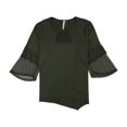 thumbnail image 1 of Blusa de punto de malla NY Collection para mujer verde 2X, 1 of 1