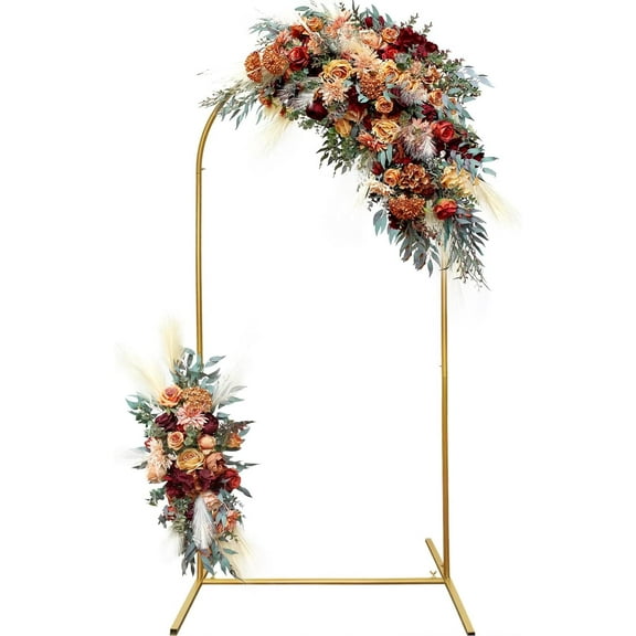 Metal Wedding Arch Backdrop Stand, 6.6 FT Arch Backdrop Stand, Gold Arch Backdrop Stand for Wedding Ceremony Bridal Party Decoration (6.6x3.3 FT)