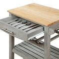 thumbnail image 5 of Convenience Concepts Ellaine 4 Tier Small Butcher Block Kitchen Island Cart with Drawer and Wine Rack, Wirebrush Light/Butcher Block, 5 of 11