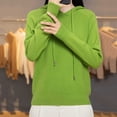 thumbnail image 6 of UTSJKR Women's Knitted Hoodies Casual Long Sleeve Drawstring Knit Textured Sweaters 2026 Fashion Solid Color Dressy Pullovers Mint Green M, 6 of 7