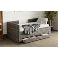 thumbnail image 5 of Twin Size Upholstered Daybed with Trundle and 3 Storage Drawers, Chenille Fabric Sofa Bed for Guest Room, Living Room, Space-Saving Modern Bed Frame, No Box Spring Needed, Gray, 5 of 9