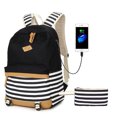 thumbnail image 1 of Mochila escolar de lona para niñas, mochila para computadora portátil universitaria, mochila escolar USB para niñas adolescentes de 17,7 pulgadas con puerto USB, 1 of 5