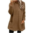 thumbnail image 1 of Timegard Womens Tops Fall Winter Fleece Comfy Long Tops Casual Warm Fuzzy Pullover Tops Solid Color, 1 of 4