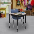 thumbnail image 2 of Regency 36 x 23 x 19 in Trapezoid Height Adjustable Kids Learning School Desk with Book Storage- Maple, 2 of 7
