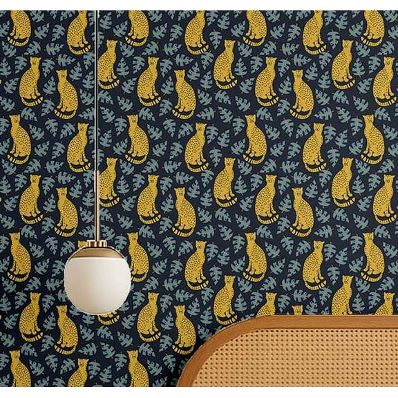 S4Sassy Leopard Safari Print Wallpaper- Jungle Removable Wall Covering,25" x 120" Self-Adhesive Vinyl Wallpaper, Decorative Walls Wrap, Easy DIY Wall Covering For Bedroom, Living Spaces- Blue