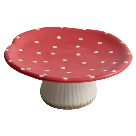 Hand Painted Mushroom Theme Ceramic Cake Stand D H5F0