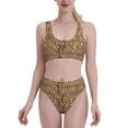 thumbnail image 2 of Picia Leopard Print Brown Women's High Waisted Bikini Scoop Neck Swimsuit Two Pieces Bathing Suit-Small, 2 of 8