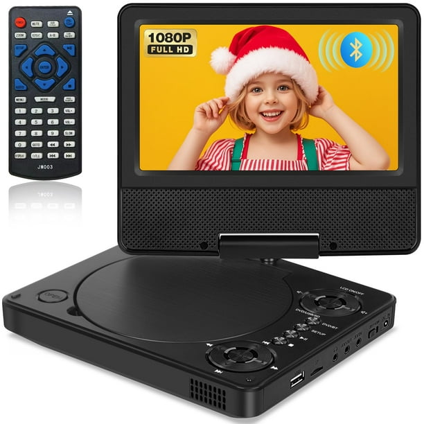 Reproductor de DVD portátil HotAt, 9,5 pulgadas, 7,5 pulgadas, HD, giratorio, Bluetooth