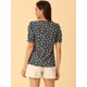 thumbnail image 4 of Top floral Allegra K con mangas fruncidas Azul Profundo XL, 4 of 6