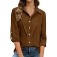 thumbnail image 2 of Women's Button Down Shirts Collared Solid Color Work Fashion Spring Tops Long Sleeve Business Casual Blouses, 2 of 6