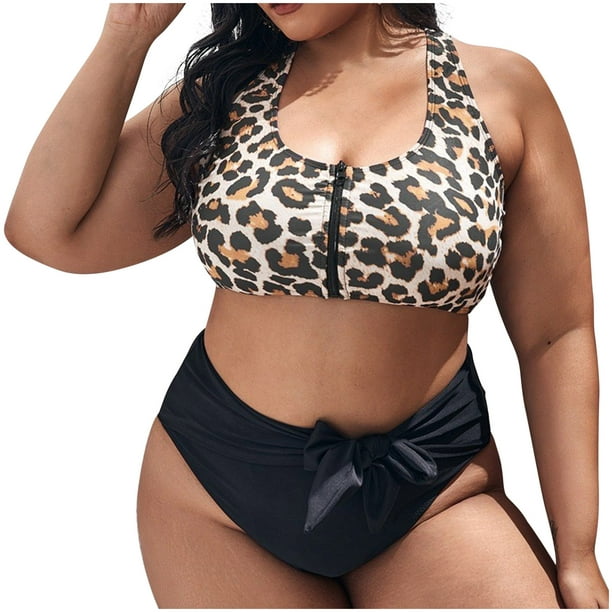 Snorda Plus Size Tank Swimming Suit for Women High Waist Bikini Set Strap  Bathing Suit Tummy Control Swimwear Two Piece with Zipper