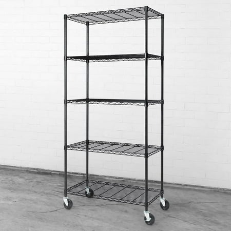 

Heavy Duty NSF Commercial Adjustable Shelves Wire Shelving w/Wheels & Feet Kitchen Storage Metal Shelf Garage Storage Shelving Utility Wire Rack Storage Unit Black 60 x 24 4-Tier