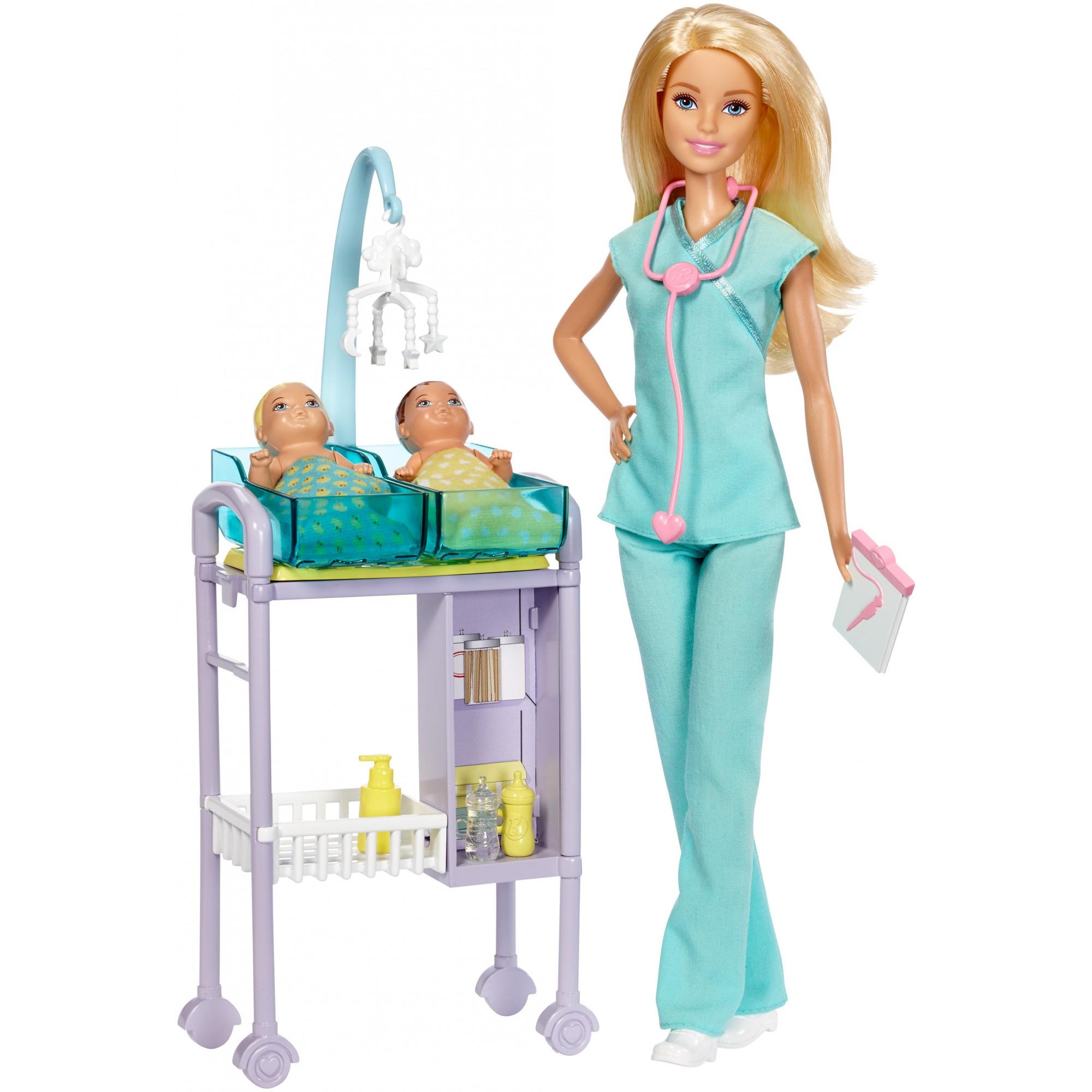 Barbie Careers Baby Doctor Barbie Doll, Blonde, with 2-Patients - image 4 of 5