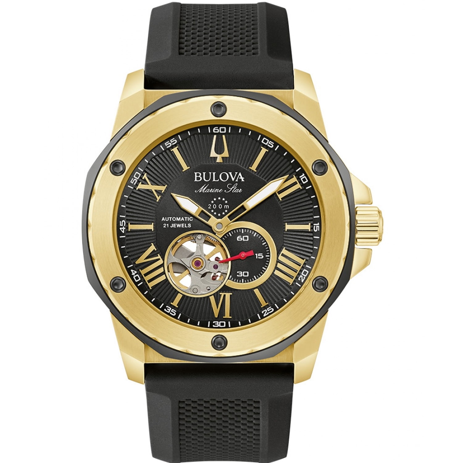 Bulova Marine Star Men's Watch, Open Heart Blue Dial, Automatic