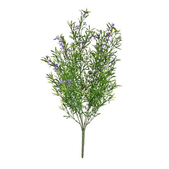 Vickerman 21" Artificial UV Coated Bush with Purple Flowers and Green Velvet Foliage.