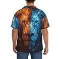 thumbnail image 3 of Yiaed Red And Blue Fire Lion Print Mens Casual Wrinkle Free Shirts Short Sleeve Button Down Summer Stretch Dress Shirt-3X-Large, 3 of 5