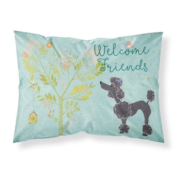 Carolines Treasures Welcome Friends Black Poodle Fabric Standard Pillowcase