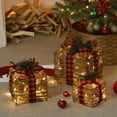 thumbnail image 5 of Set of 3 Christmas Lighted Gift Boxes with Bows - Pre-Lit LED Present Box Decor for Indoor Outdoor, Xmas Tree, Yard, and Holiday Home Decoration, 5 of 6