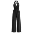 thumbnail image 7 of Lenpel Wide Leg Halter Jumpsuits for Women Casual Sleeveless High Waist Rompers with Pockets Beach Vacation Outfits, 7 of 7