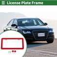 thumbnail image 2 of Unique Bargains License Plate Frame Stainless Steel Car License Plate Frame Bracket with Screws Caps 2 Hole Round Hole Wide Frame Red, 2 of 7