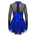 thumbnail image 7 of TiaoBug Kids Girls  Figure Ice Skating Ballet Dance Dress Rhinestones Dancewear Gymnastics Leotard Blue 6, 7 of 7
