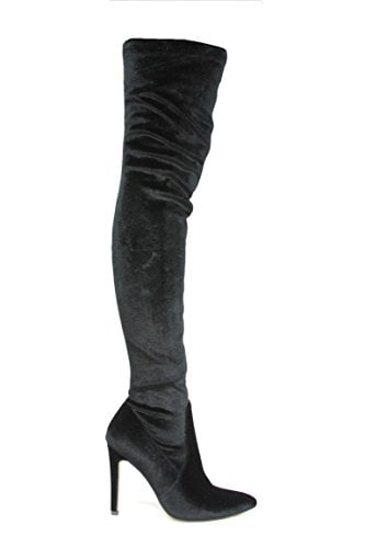 Details about   Women's Stiletto Pointed Toe Velvet Stretchy Over The Knee Thigh Boots High Heel