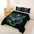 thumbnail image 2 of Homewish Neon Grunge Dragon Queen Comforter Set,Purple Green Comforter Sets Queen,Black Reversible,3pcs,1 Comforter and 2 Pillowcases, 2 of 7