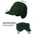 thumbnail image 5 of Men Winter Hats for Guys Cool Beanies Lined Knitted Warm Cap Ear-flaps for Men Outdoor Fleece Hat, Green, 5 of 7
