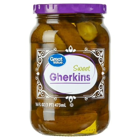 Great Value Sweet Gherkins, 16 fl oz