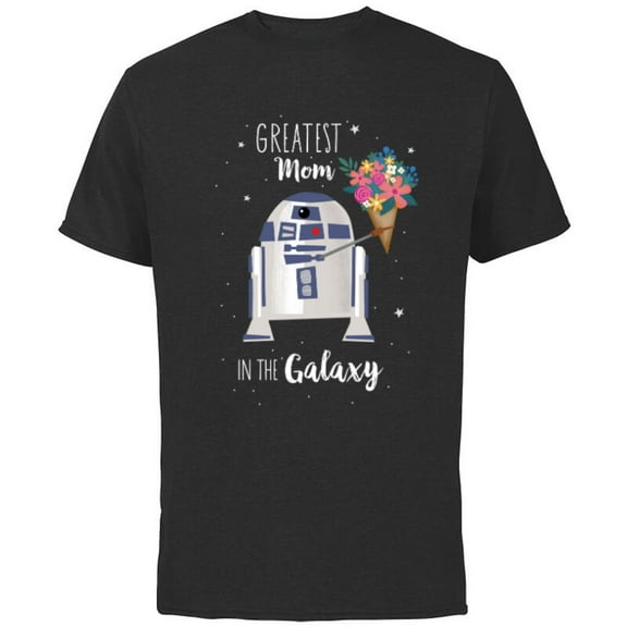 Star Wars R2-D2 Greatest Mom in the Galaxy Mother's Day - Short Sleeve Cotton T-Shirt for Adults - Customized-Charcoal