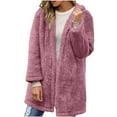 thumbnail image 5 of Kilaqueen Fuzzy Hooded Cardigans for Women Trendy Fleece Jacket Long Winter Coats Warm Shacket Outerwear with Pokets Open Front Cardigan Sweaters, 5 of 9