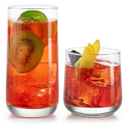 Libbey Ascent Tumbler and Rocks Glass Set Drinking Glasses Set of 16 with Elegant Curvature Dishwasher Safe Durable Drinking Glasses Versatile Glassware Set for Any Occasion