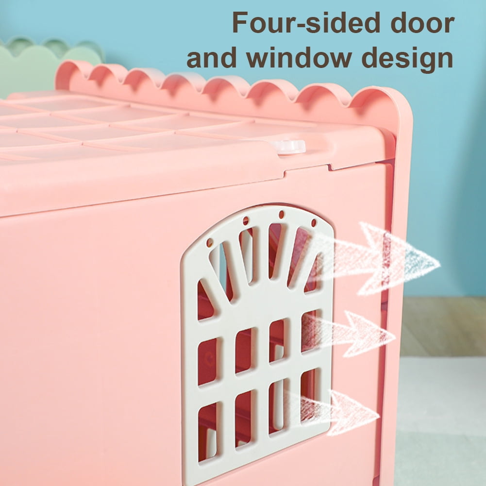 golytefs Plastic Cat House Stackable Feral Cat Shelter for Outdoor Indoor Use (Pink)