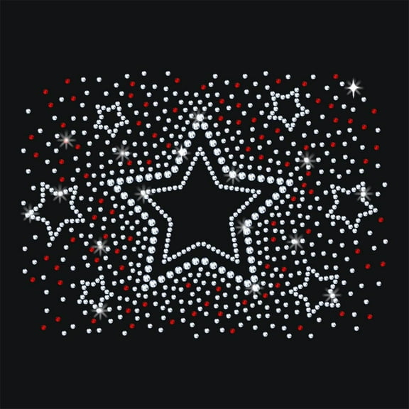 Star Burst Iron on Rhinestones Transfer 11.7x8.3 Inch Heat Transfer Decal Bling Crystal Decals Heat Transfer Patch Clothing Repair Applique for T-Shirt Clothing