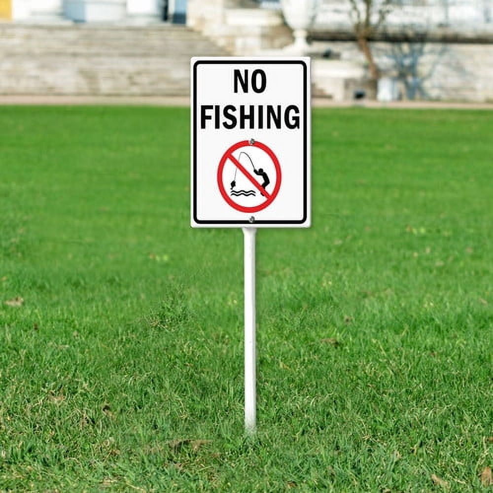 Soliyoahee No Fishing Yard Sign with Stake 8x12inch Yard Decoration Rustproof Outdoor Aluminum Sign for Yard Garden Lawn Street Outdoor