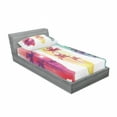 thumbnail image 3 of Tropical Bedding Set with Sheet & Covers, Palm Trees Birds Seagulls Pattern Silhouette Surfboards Seascape, Printed Bedroom Decor 2 Shams, 4 Sizes, Pale Yellow Fuchsia, by Ambesonne, 3 of 3