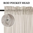 thumbnail image 2 of PrimeBeau Privacy Vintage Natural Linen Rod Pocket Semi Sheer Window Curtain Panels, 52" W x 108" L, Angora, 2 of 4