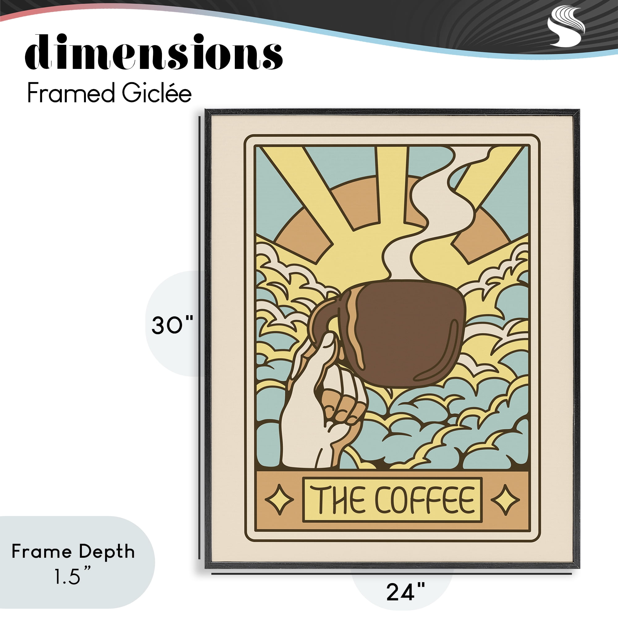 Stupell Industries The Coffee Muted Tarot Black Framed Giclee Art, design by Tobe Fonseca