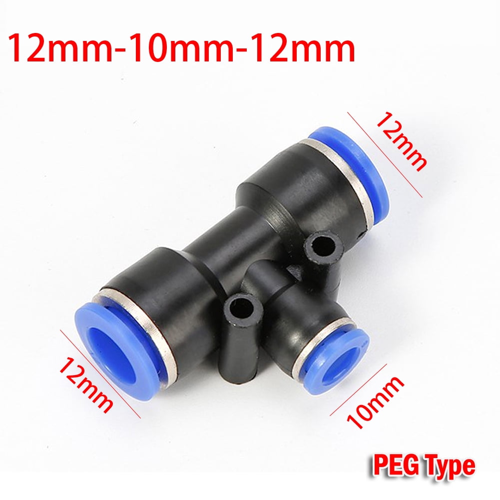 Goodhd 2Pcs Tee Union Pneumatic Quick Fitting PEG Air Connectors Hose