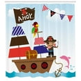 thumbnail image 3 of Ambesonne Reveal Party Shower Curtain, Pirate Ship Ocean Ahoy, 69"Wx75"L, Multicolor, 3 of 3
