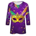 thumbnail image 5 of RKSTN Mardi Gras 3/4 Sleeve T Shirts for Women Top Oversized Crewneck Carnival Mask Print 3/4 Length Sleeve Shirt Womens Casual Round Neck Mask Tuesday Carnival Party Three Quarter Sleeve Tee Shirt, 5 of 5