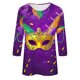 thumbnail image 5 of RKSTN Mardi Gras 3/4 Sleeve T Shirts for Women Top Oversized Crewneck Carnival Mask Print 3/4 Length Sleeve Shirt Womens Casual Round Neck Mask Tuesday Carnival Party Three Quarter Sleeve Tee Shirt, 5 of 5