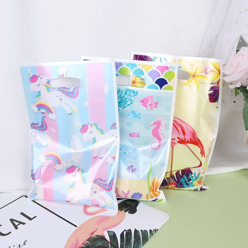 10PCS Flower Unicorn Flamingo Theme Gift Bags Candy Bags Loot Bag Party Supplies 